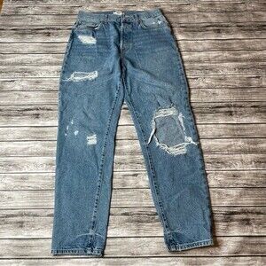 Forever 21 Women’s High Rise Distressed Straight Leg Jeans Size 30